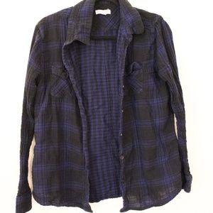 Guaze Blue Plaid button down